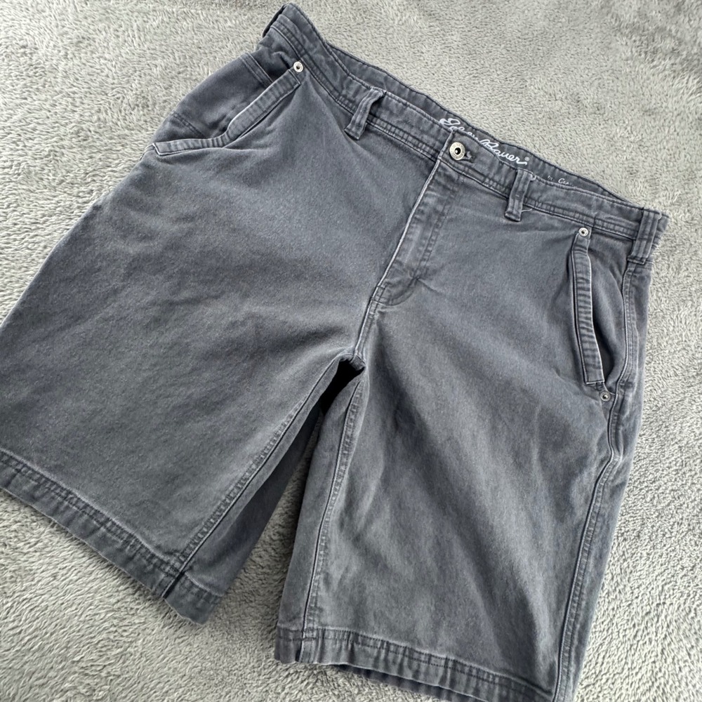 Eddie Bauer Utility Shorts Mens 36 Gray Excellent Classic Fit Carpenter Canvas